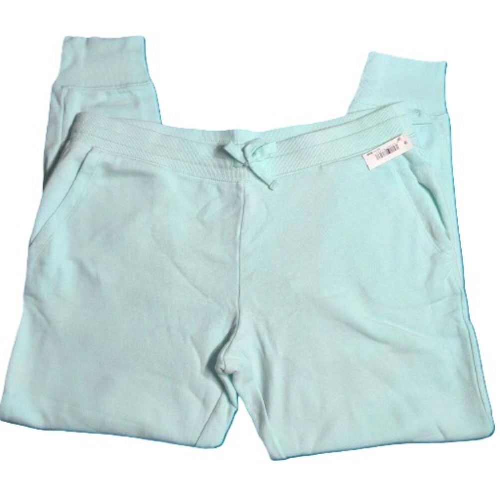Women’s Aqua French Terry Fleece Jogger Sweatpants Size L Drawstring Pockets